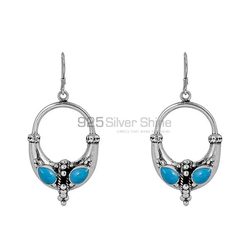 Natural Turquoise Gemstone Earring In 925 Sterling Silver Jewelry 925SE74