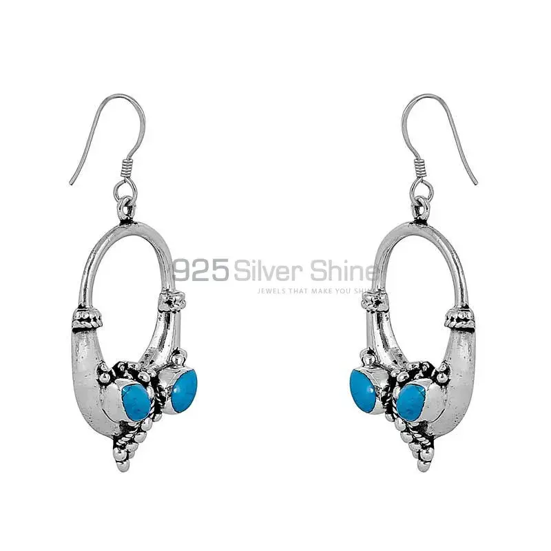 Natural Turquoise Gemstone Earring In 925 Sterling Silver Jewelry 925SE74_0