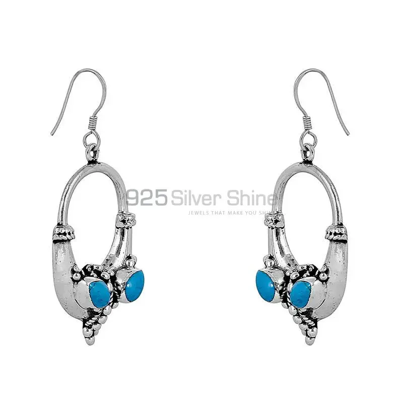 Natural Turquoise Gemstone Earring In 925 Sterling Silver Jewelry 925SE74_2