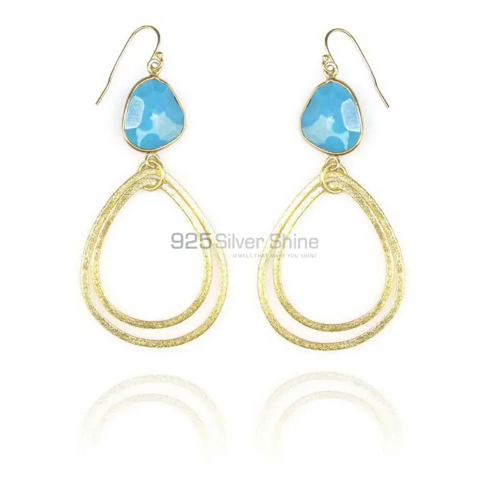 Natural Turquoise Gemstone Earrings Exporters In 925 Sterling Silver Jewelry 925SE1952