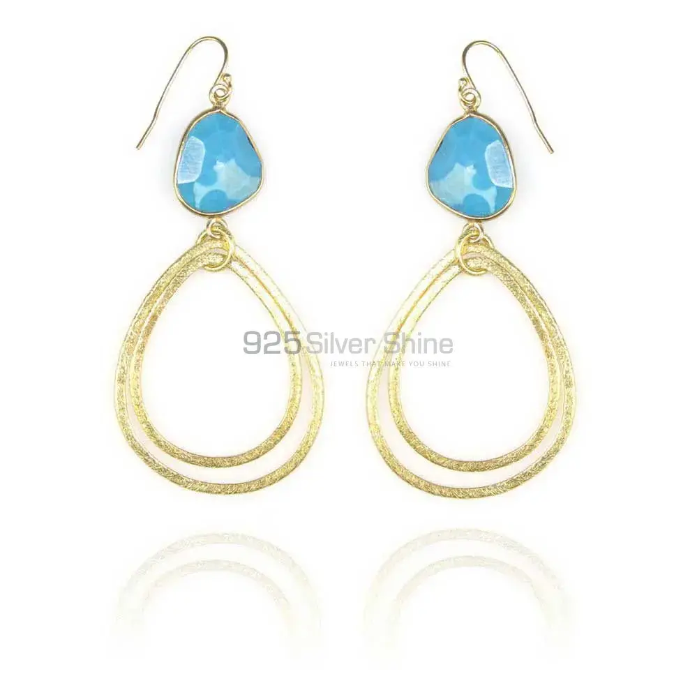 Natural Turquoise Gemstone Earrings In 925 Sterling Silver Jewelry 925SE1952_0