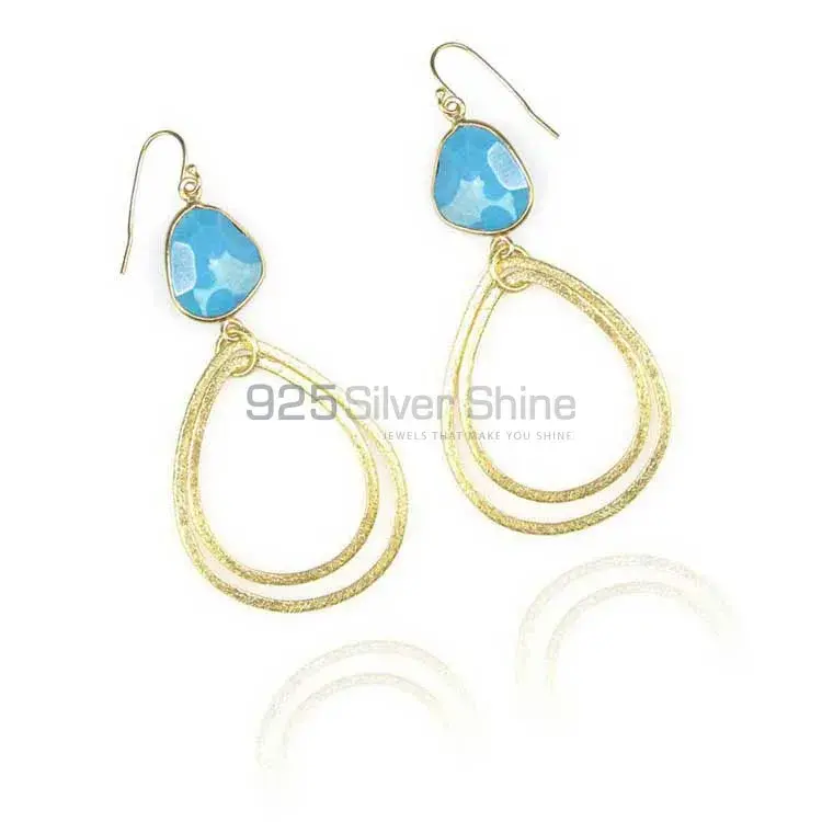 Natural Turquoise Gemstone Earrings Exporters In 925 Sterling Silver Jewelry 925SE1952_0