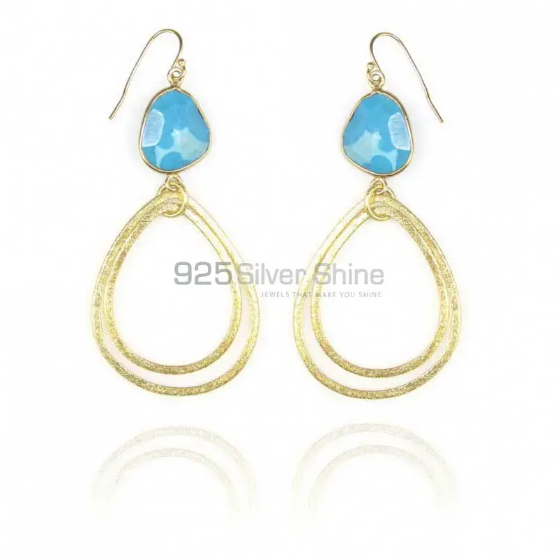 Natural Turquoise Gemstone Earrings Exporters In 925 Sterling Silver Jewelry 925SE1952_1