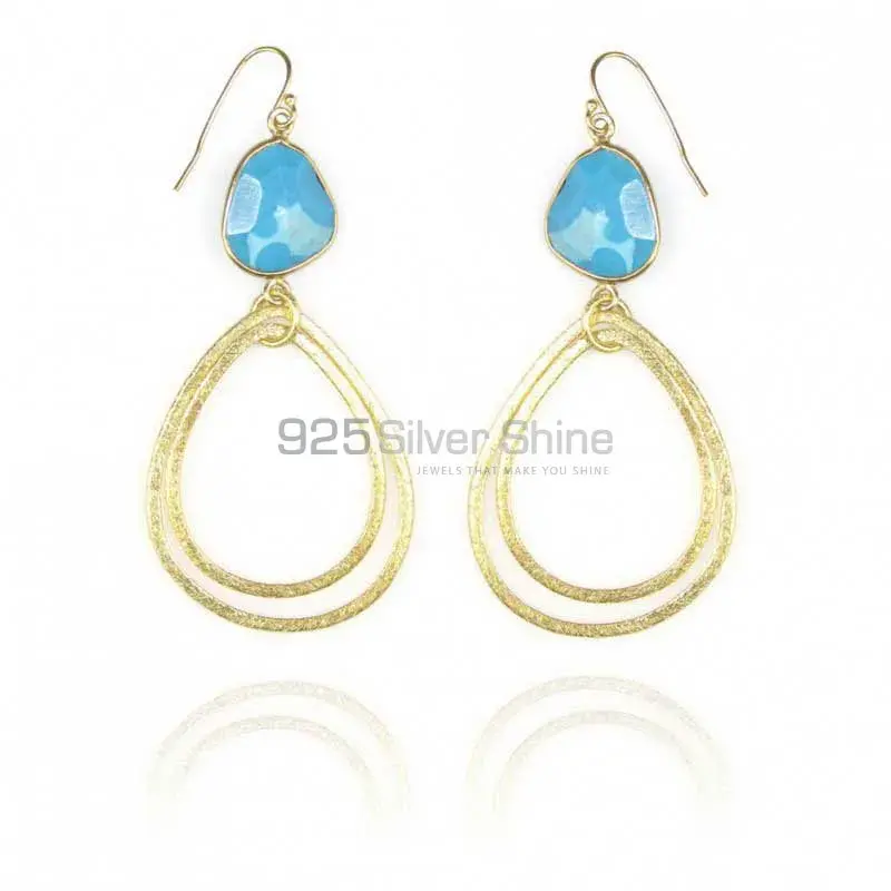 Natural Turquoise Gemstone Earrings In 925 Sterling Silver Jewelry 925SE1952_2