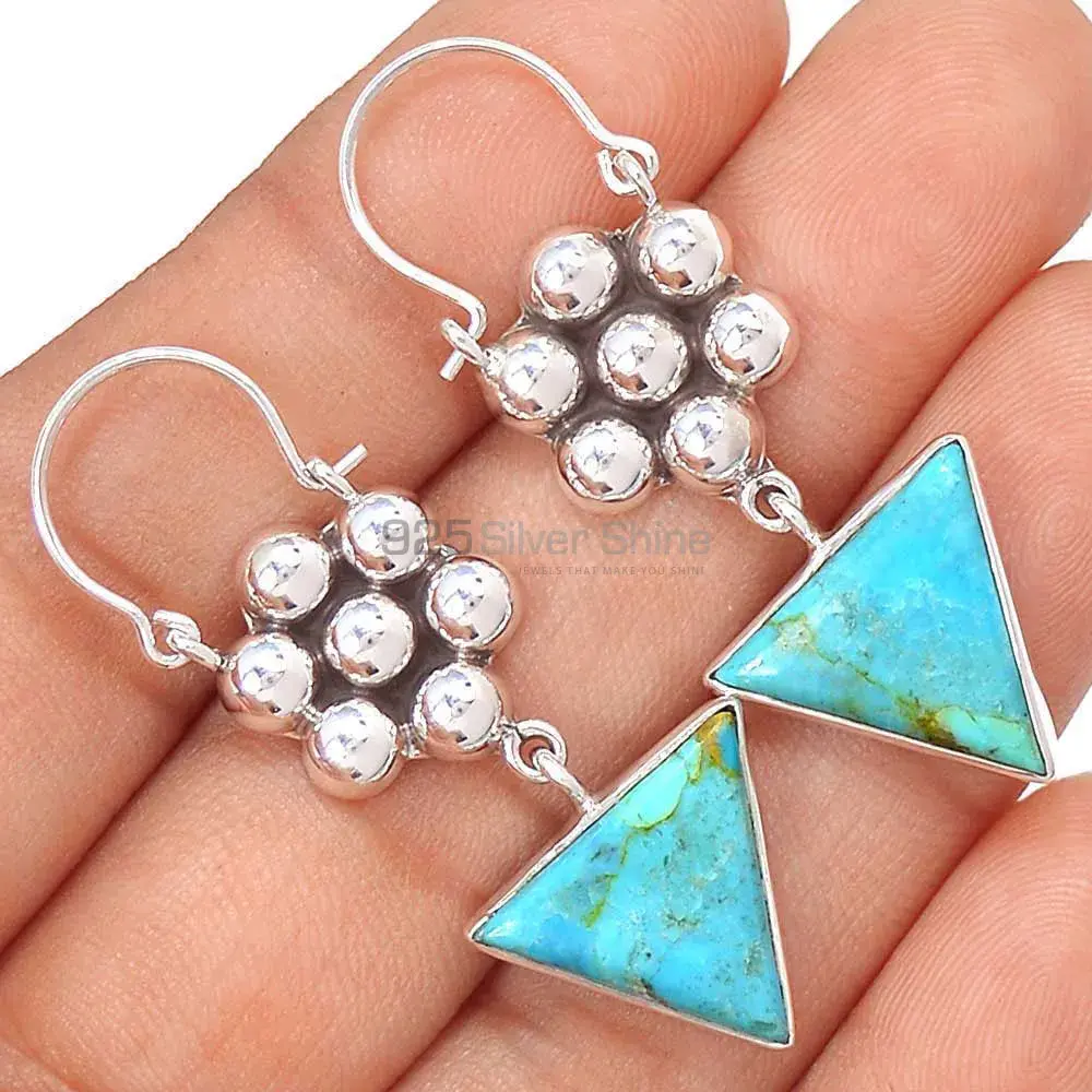 Natural Turquoise Gemstone Earrings Exporters In 925 Sterling Silver Jewelry 925SE3082_0