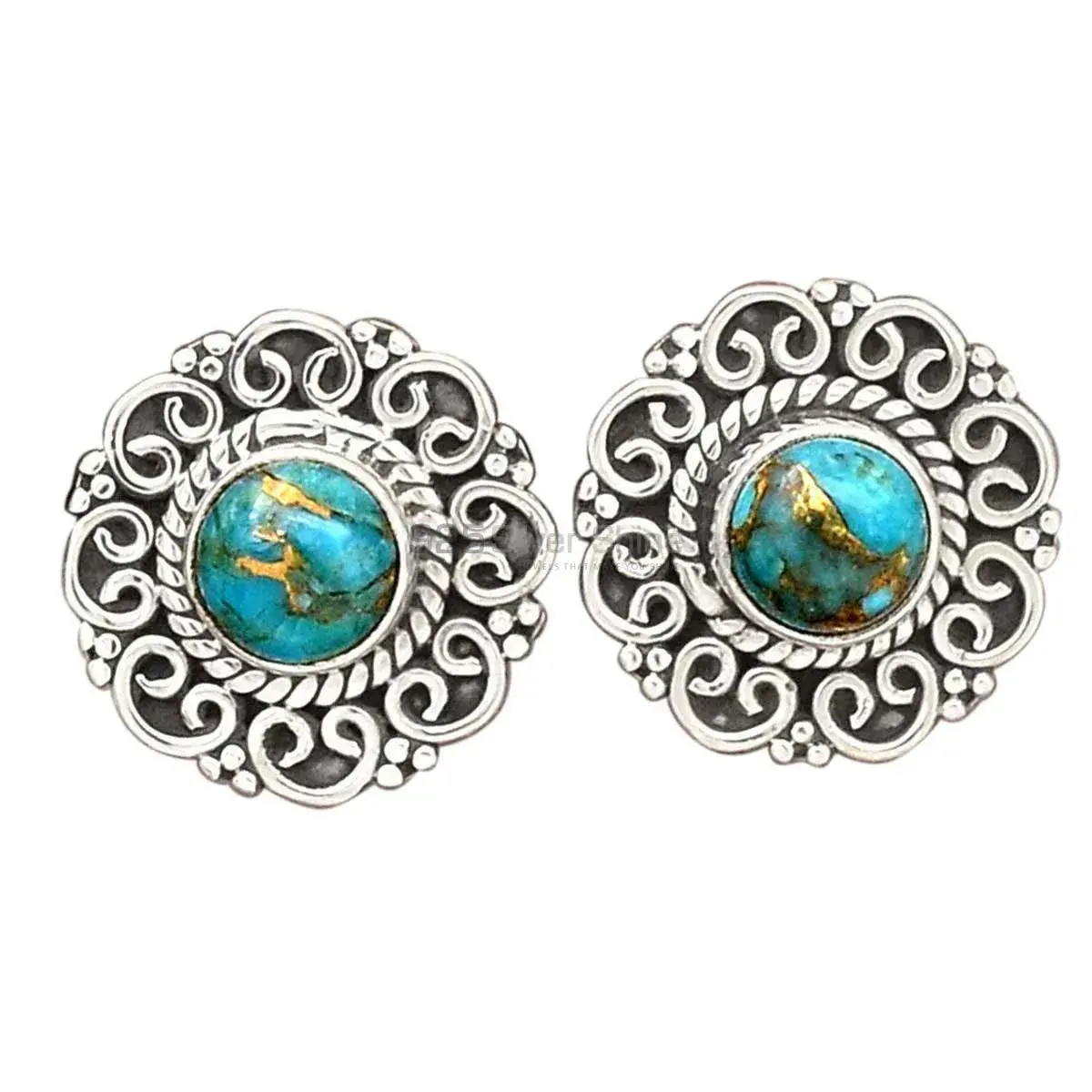 Natural Turquoise Gemstone Earrings In Fine 925 Sterling Silver 925SE2758