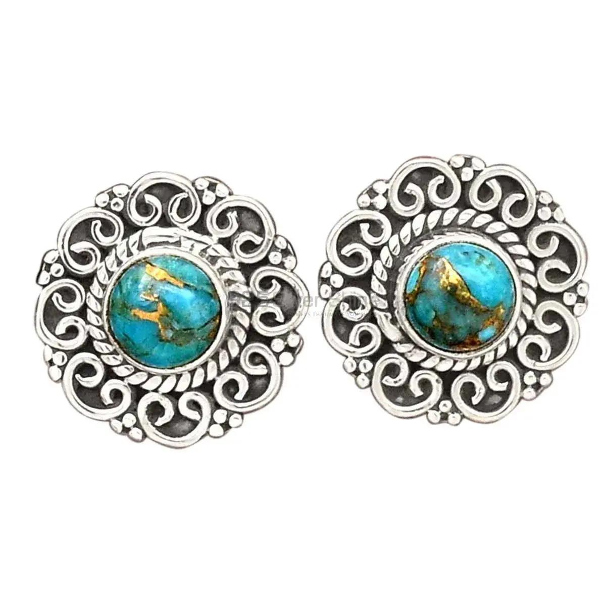 Natural Turquoise Gemstone Earrings In Fine 925 Sterling Silver 925SE2758_0