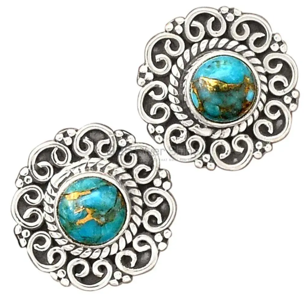 Natural Turquoise Gemstone Earrings In Fine 925 Sterling Silver 925SE2758_0