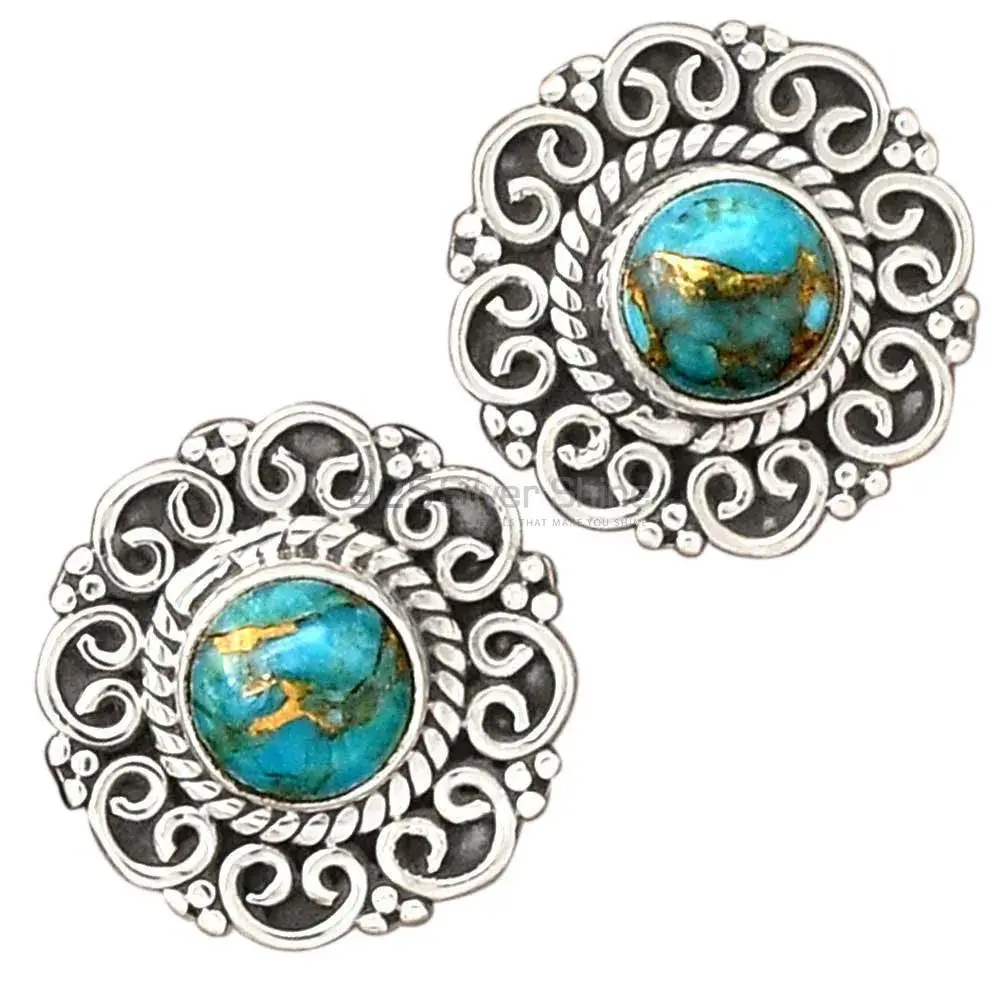 Natural Turquoise Gemstone Earrings In Fine 925 Sterling Silver 925SE2758_1