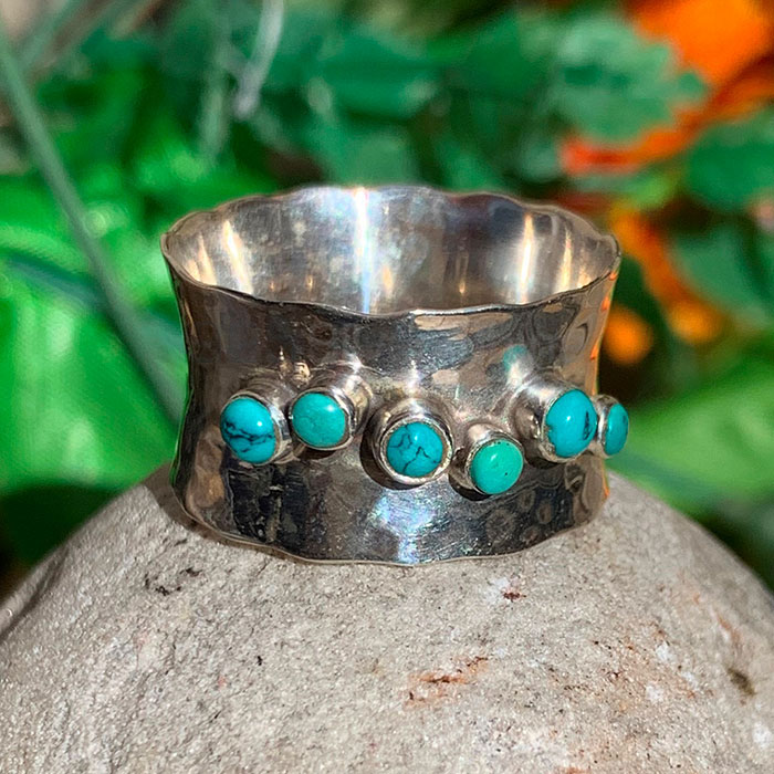 Natural Turquoise Gemstone Ring In Sterling Silver SSR164