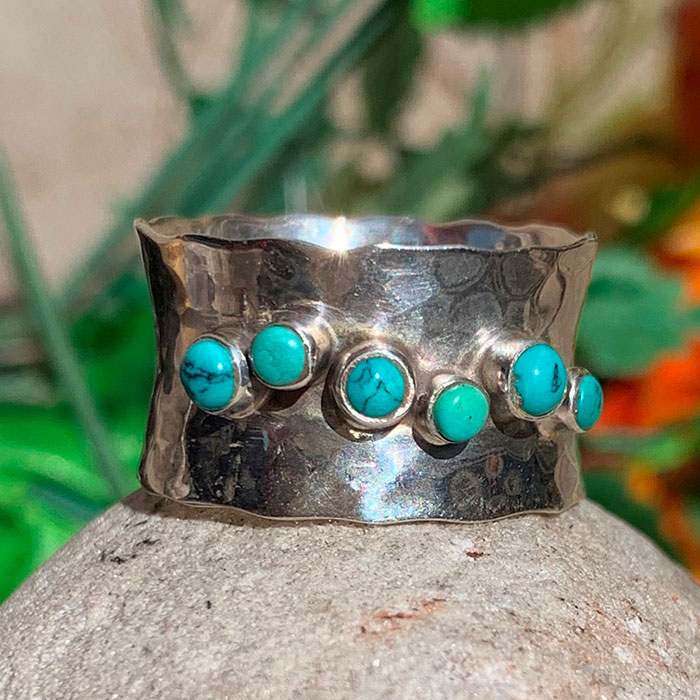 Wholesale Natural Turquoise Gemstone Ring In Sterling Silver SSR164_0
