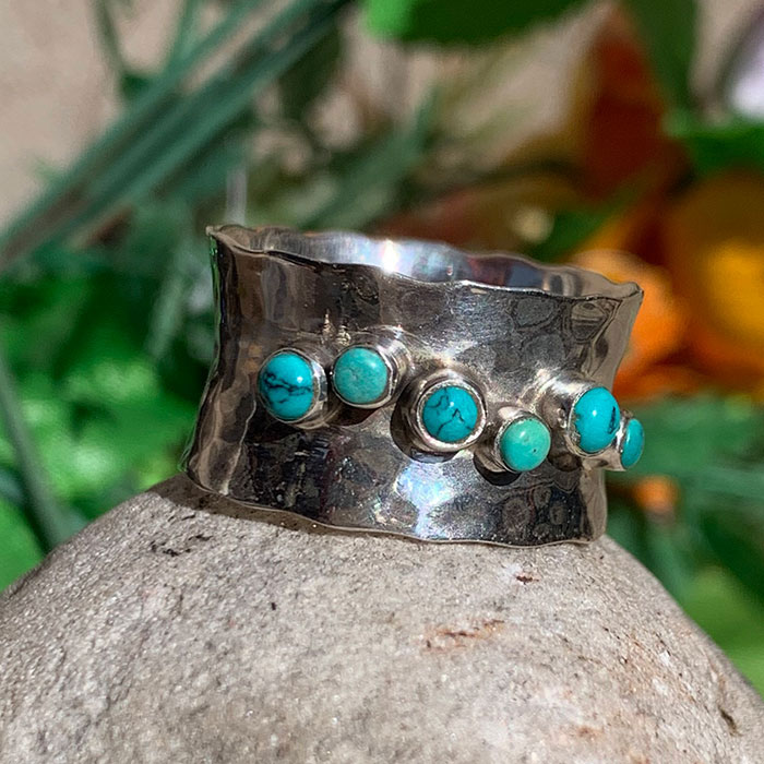 Natural Turquoise Gemstone Ring In Sterling Silver SSR164_1