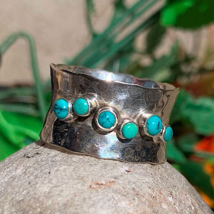 Natural Turquoise Gemstone Ring In Sterling Silver SSR164_2
