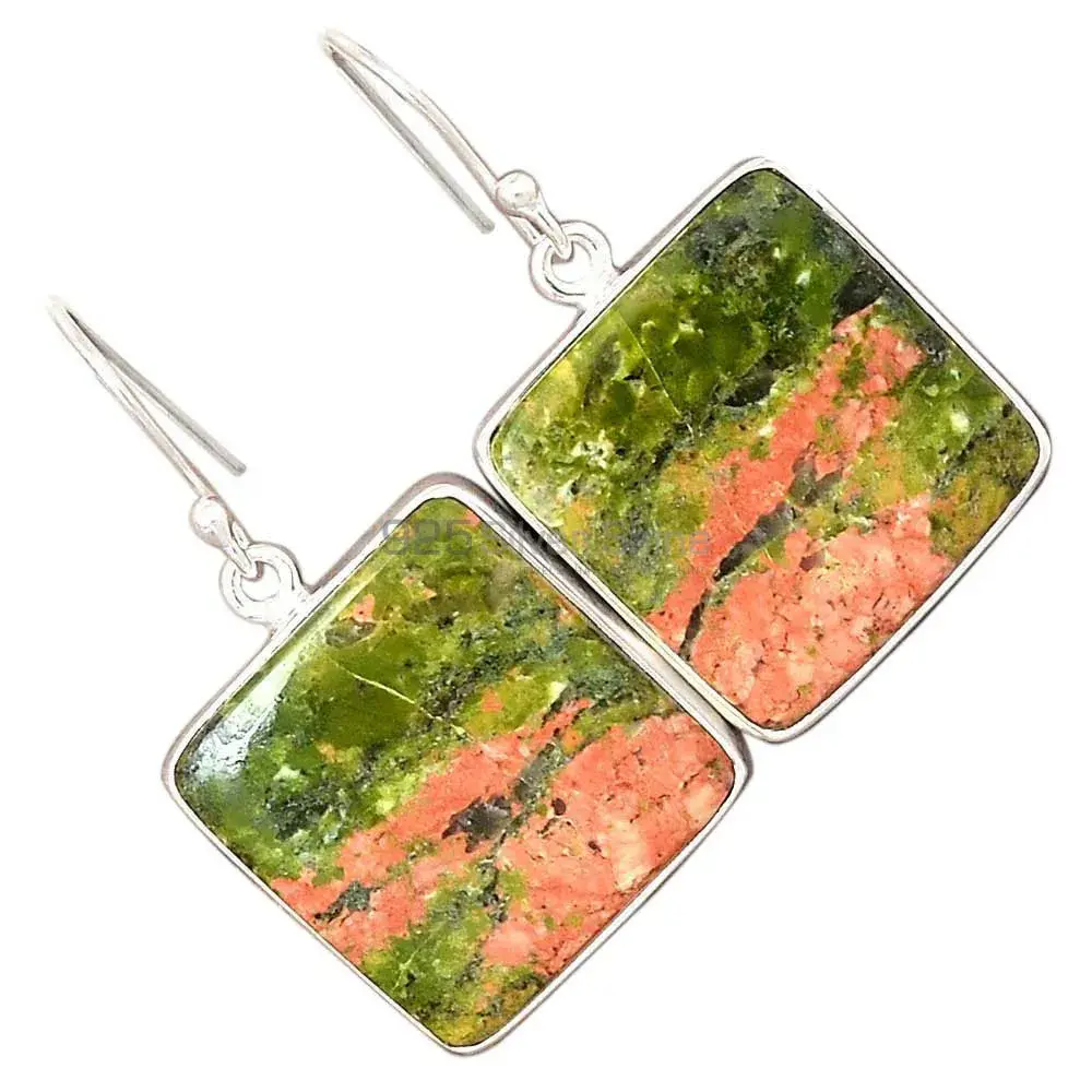 Natural Unakite Gemstone Earrings Wholesaler In 925 Sterling Silver Jewelry 925SE2600_9