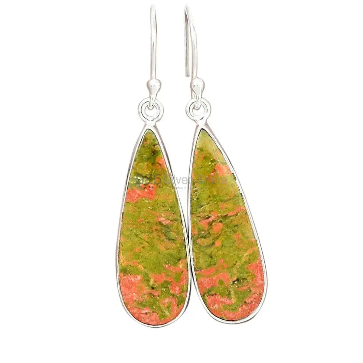 Natural Unakite Gemstone Earrings Wholesaler In 925 Sterling Silver Jewelry 925SE2600_10