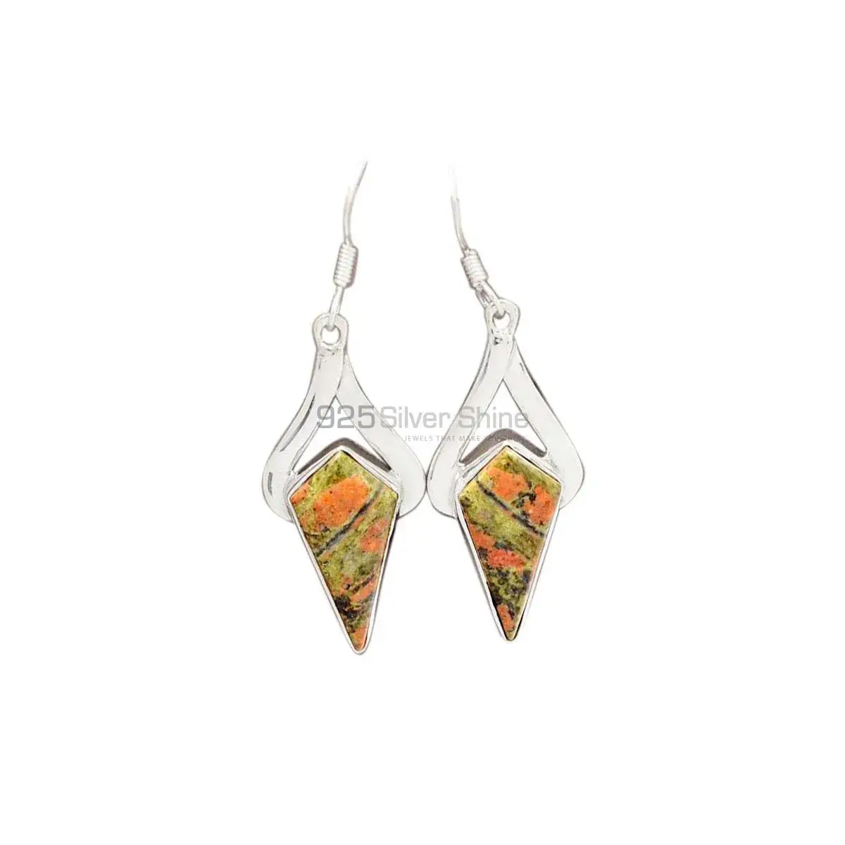 Natural Unakite Gemstone Earrings In 925 Sterling Silver Jewelry 925SE2600_3