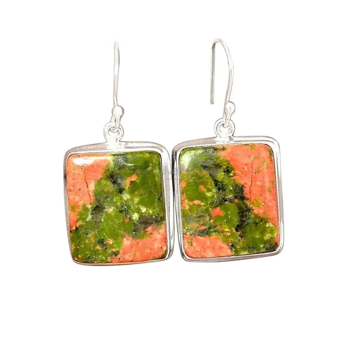 Natural Unakite Gemstone Earrings Wholesaler In 925 Sterling Silver Jewelry 925SE2600_5