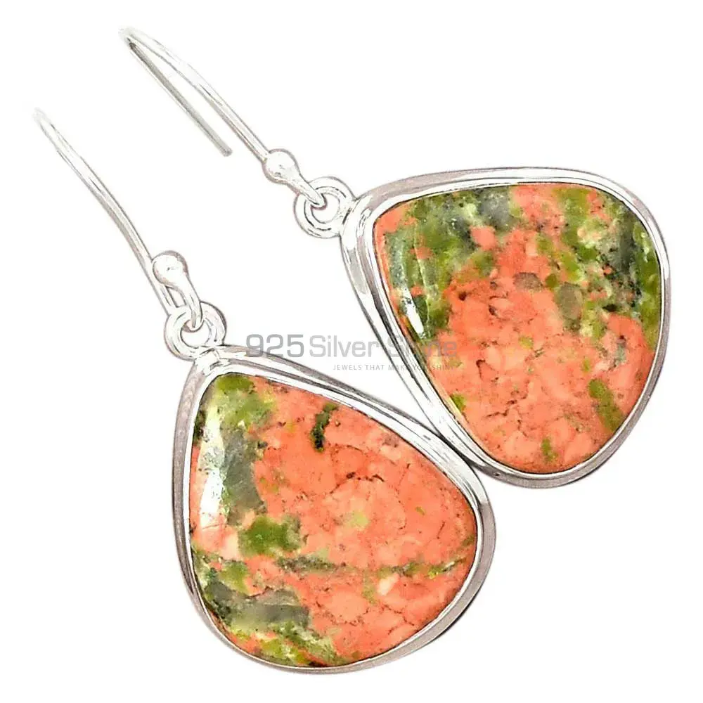 Natural Unakite Gemstone Earrings Wholesaler In 925 Sterling Silver Jewelry 925SE2600_6