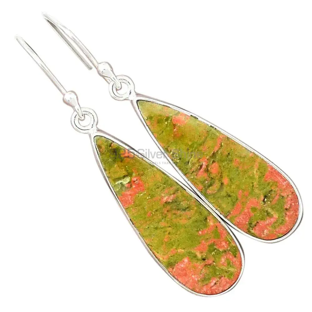 Natural Unakite Gemstone Earrings Wholesaler In 925 Sterling Silver Jewelry 925SE2600_8