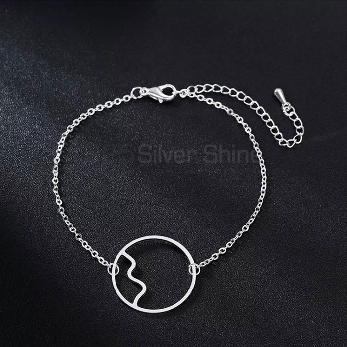 Natural Water Wave Minimalist Charm Bracelet In 925 Silver WWMB635