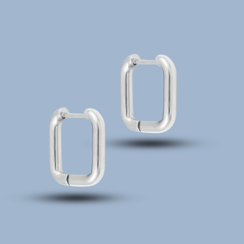 Octagon Shape 925 Sterling Silver Helix Hoops Earrings 925She184_0