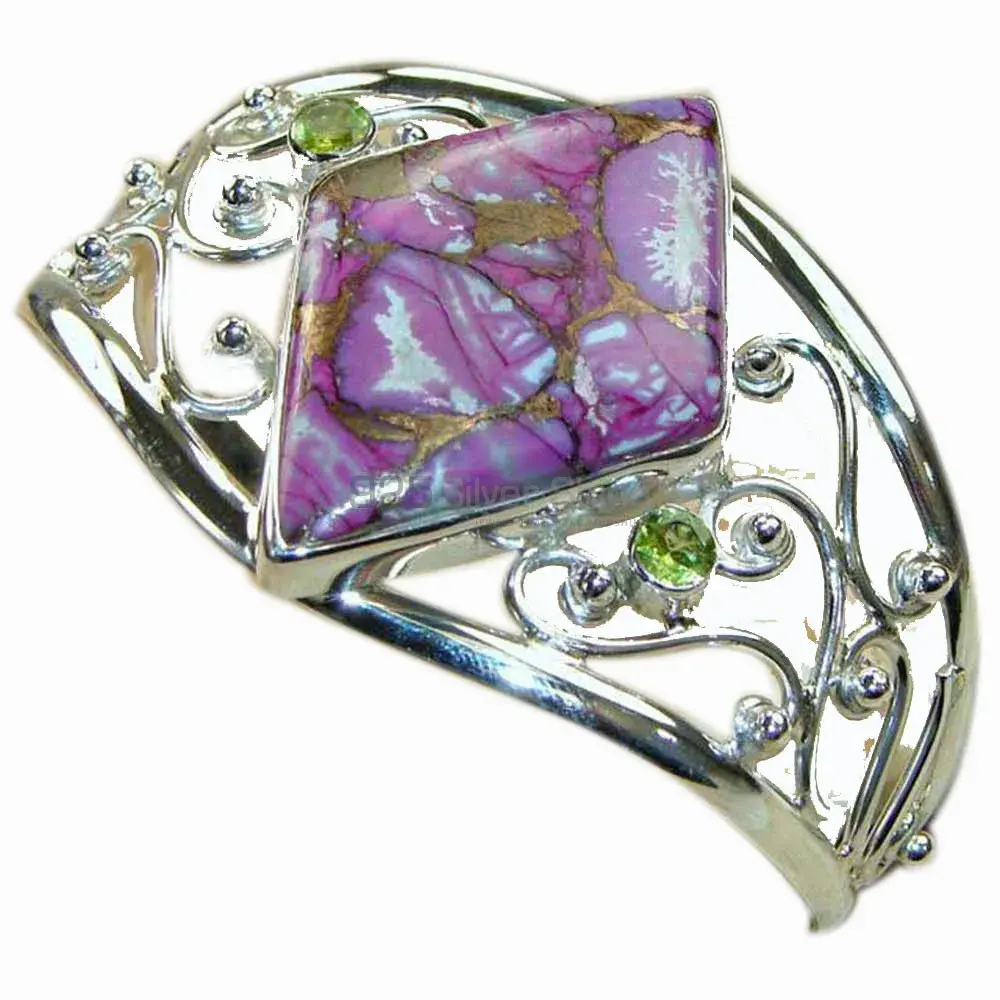 Online Loose Purple Turquoise-Peridot Gemstone Bracelet In Sterling Silver Jewelry 925SSB187