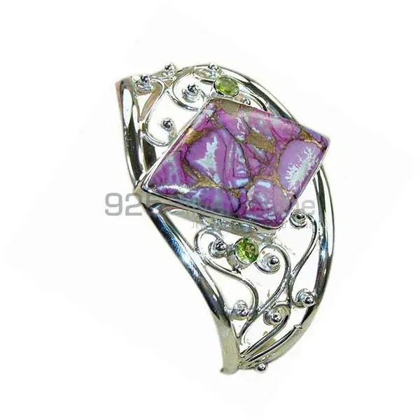 Purple Turquoise-Peridot Gemstone Bracelet In Sterling Silver Jewelry 925SSB187_0