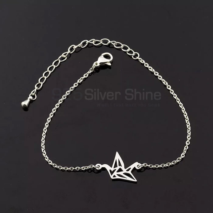 Origami Crane Bracelet, Stunning Animal Minimalist Bracelet In 925 Sterling Silver AMB25
