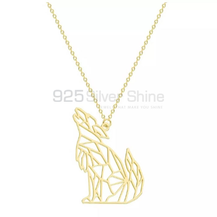 Origami Wolf Necklace, Animal Minimalist Necklace In 925 Sterling Silver AMN218