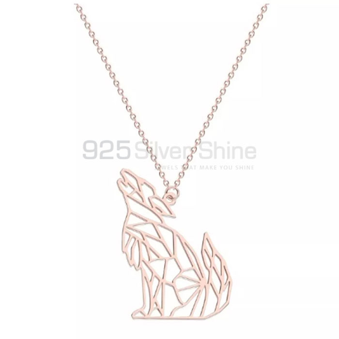 Origami Wolf Necklace, Animal Minimalist Necklace In 925 Sterling Silver AMN218_0