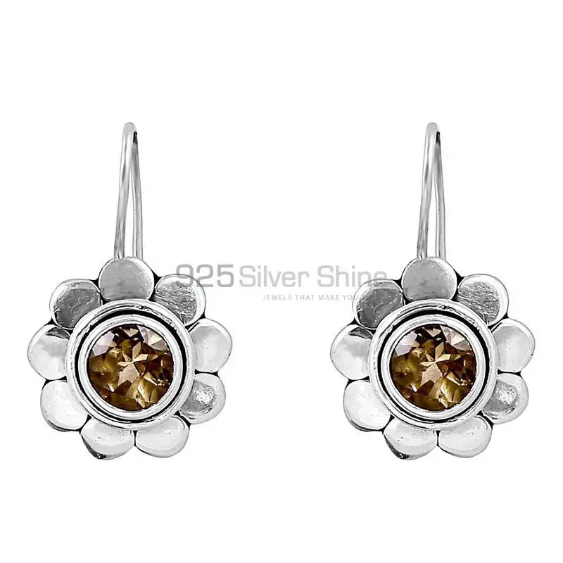 Original Citrine Semi Precious Gemstone Earring In 925 Sterling Silver Jewelry 925SE142