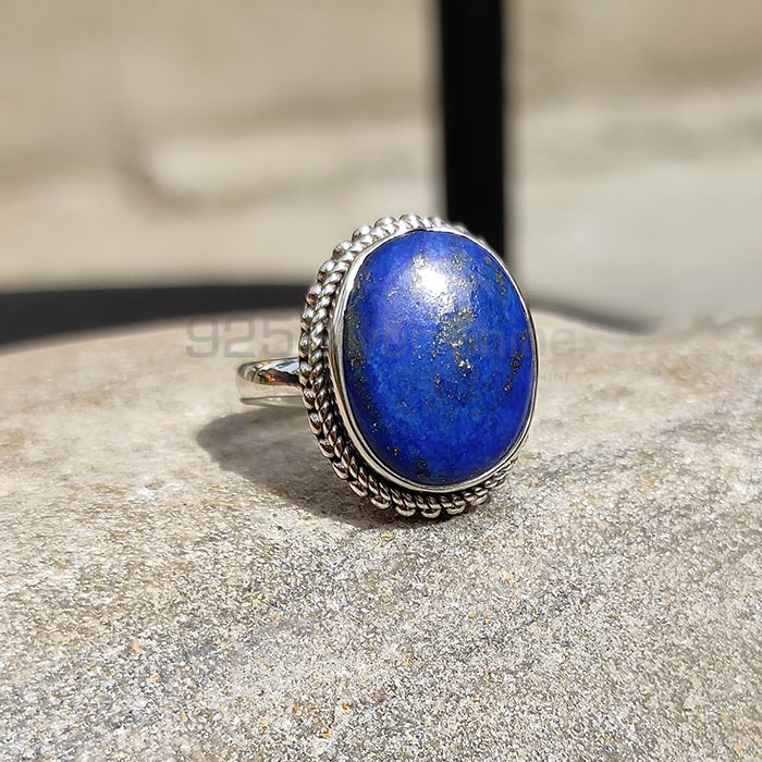 Oval Shape Lapis Lazuli Gemstone Ring In Sterling Silver SSR56