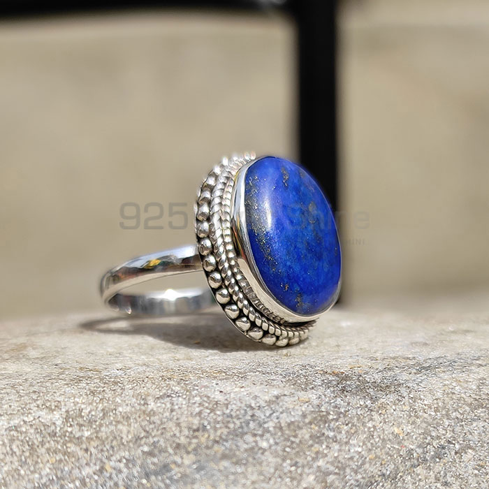 Oval Shape Lapis Lazuli Gemstone Ring In Sterling Silver SSR56_1