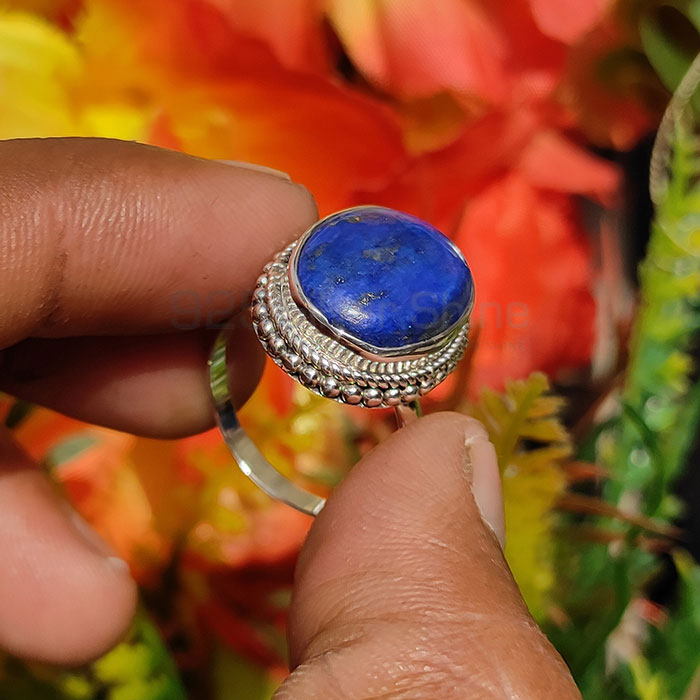 Oval Shape Lapis Lazuli Gemstone Ring In Sterling Silver SSR56_2