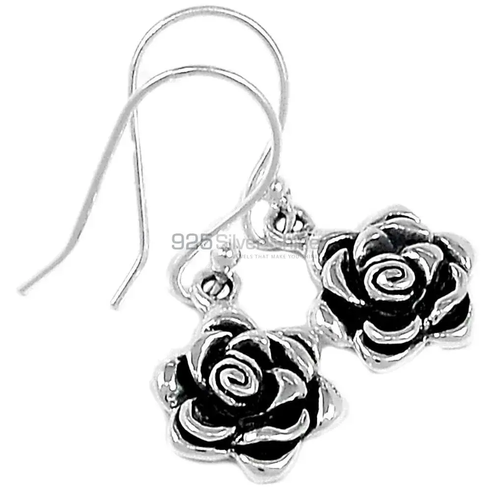 Oxidized Flower Earrings In 925 Sterling Silver 925SE2896