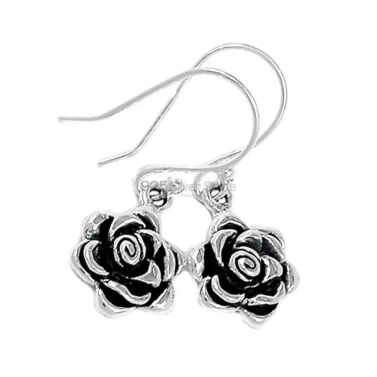 Oxidized Flower Earrings In 925 Sterling Silver 925SE2896_2