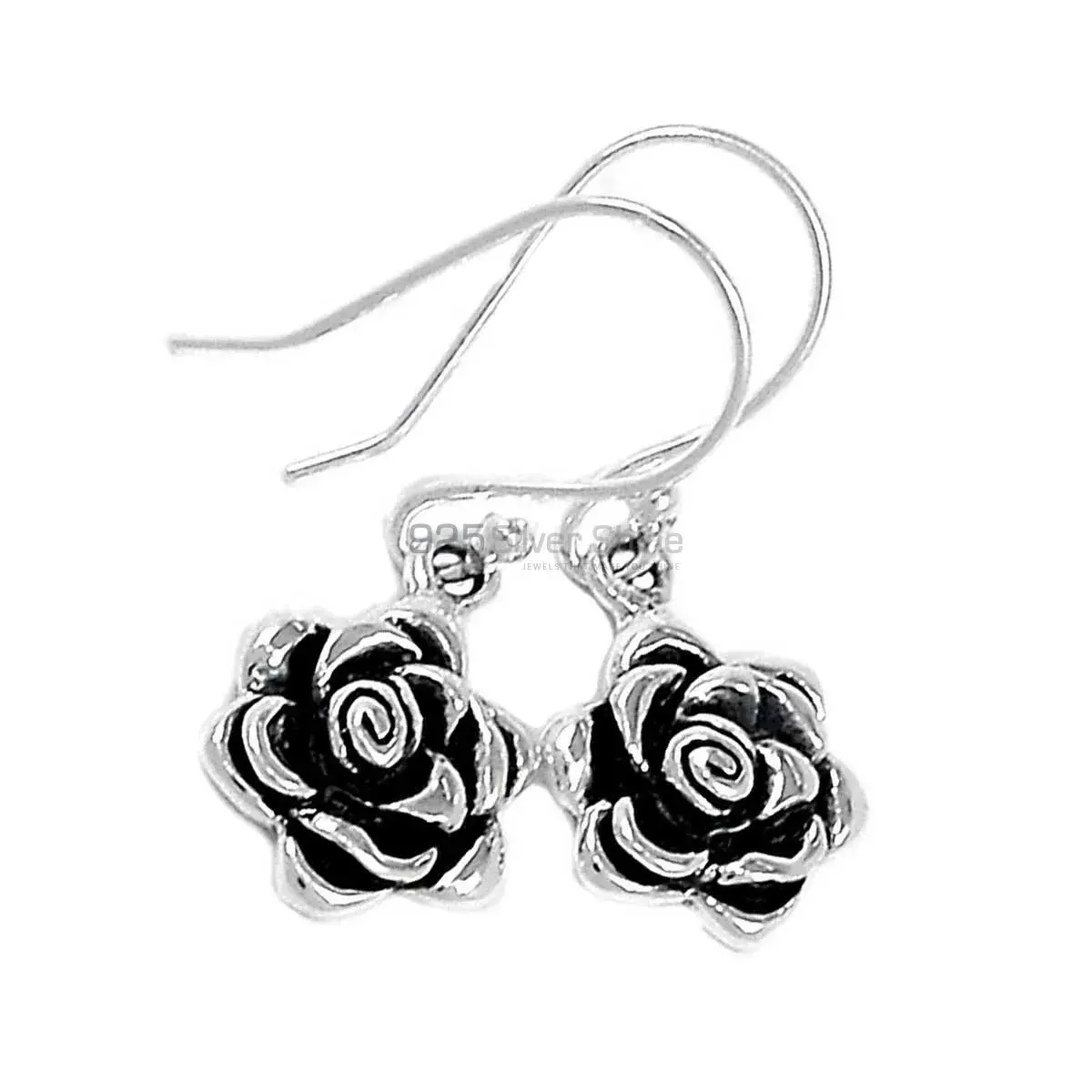 Oxidized Flower Earrings In 925 Sterling Silver 925SE2896_3