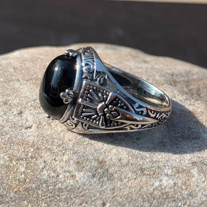 oxidized Look Black Onyx Gemstone Ring In Sterling Silver SSR224_3