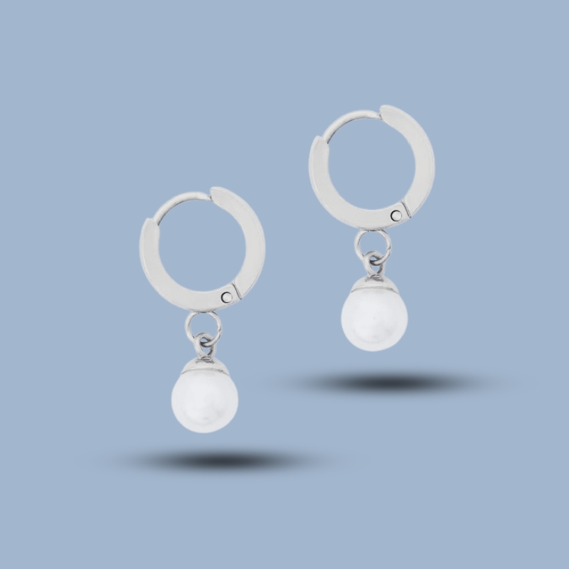 Pear Gemstone 925 Sterling Silver Titanium Hinge Hoop Earring 925She359_0