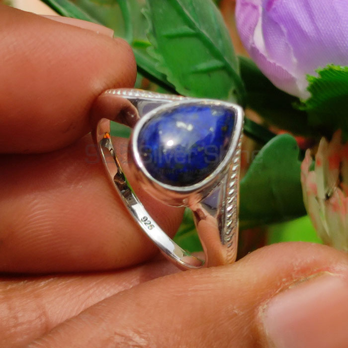 Pear Shape Lapis Lazuli Gemstone Ring In Sterling Silver SSR60_3