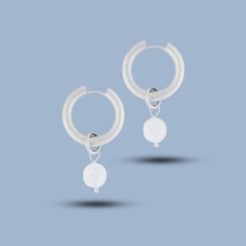 Pearl Beaded Cartilage Hoop Earring With 925 Sterling Silver 925She332_0