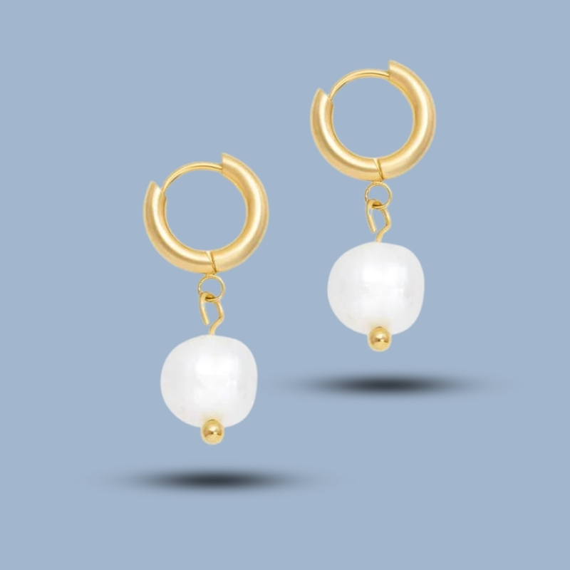 Pearl Beads Charm 925 Sterling Silver Hinged Segment Hoop Earring 925She198