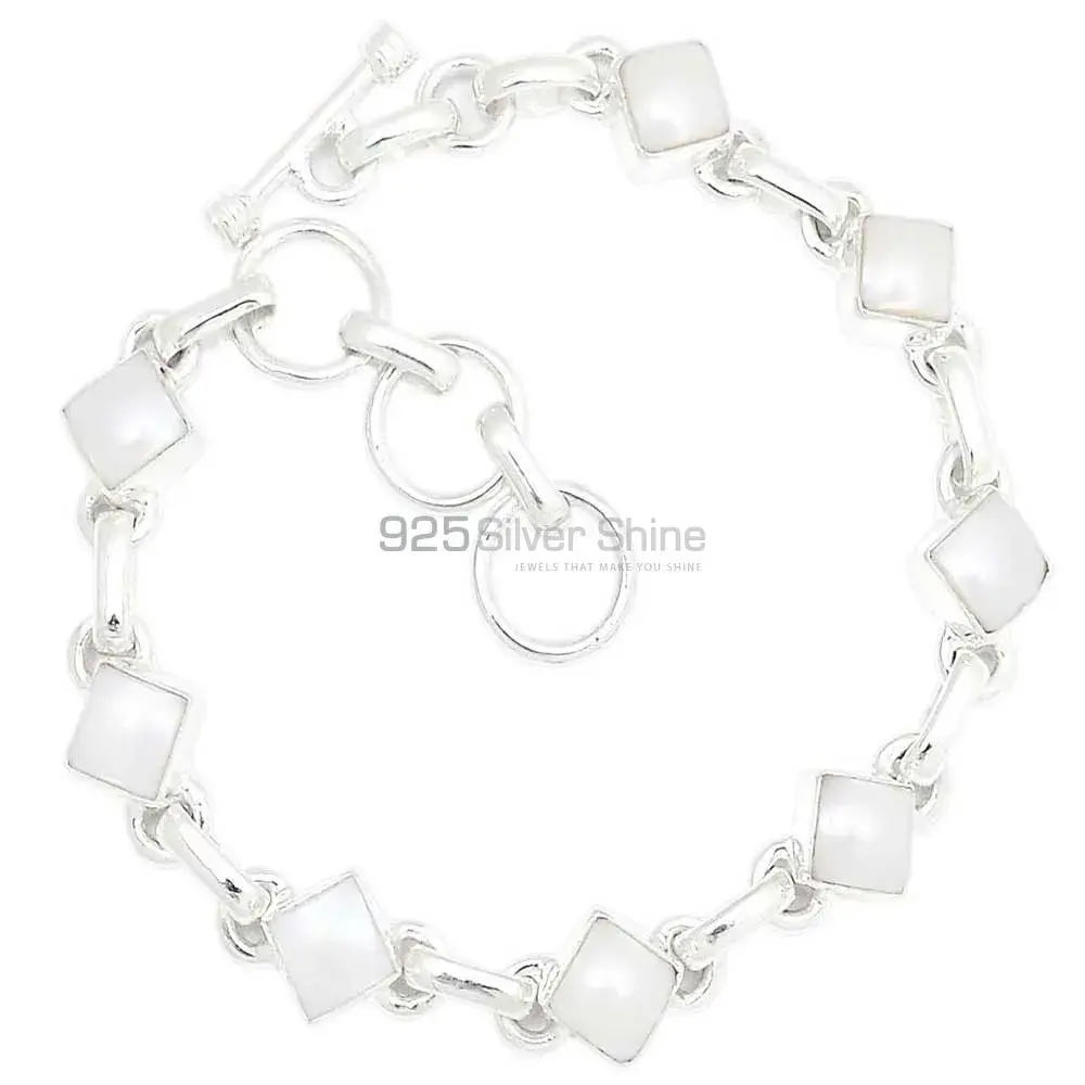 Pearl Gemstone Bracelets In 925 Solid Silver Jewelry 925SB310-1