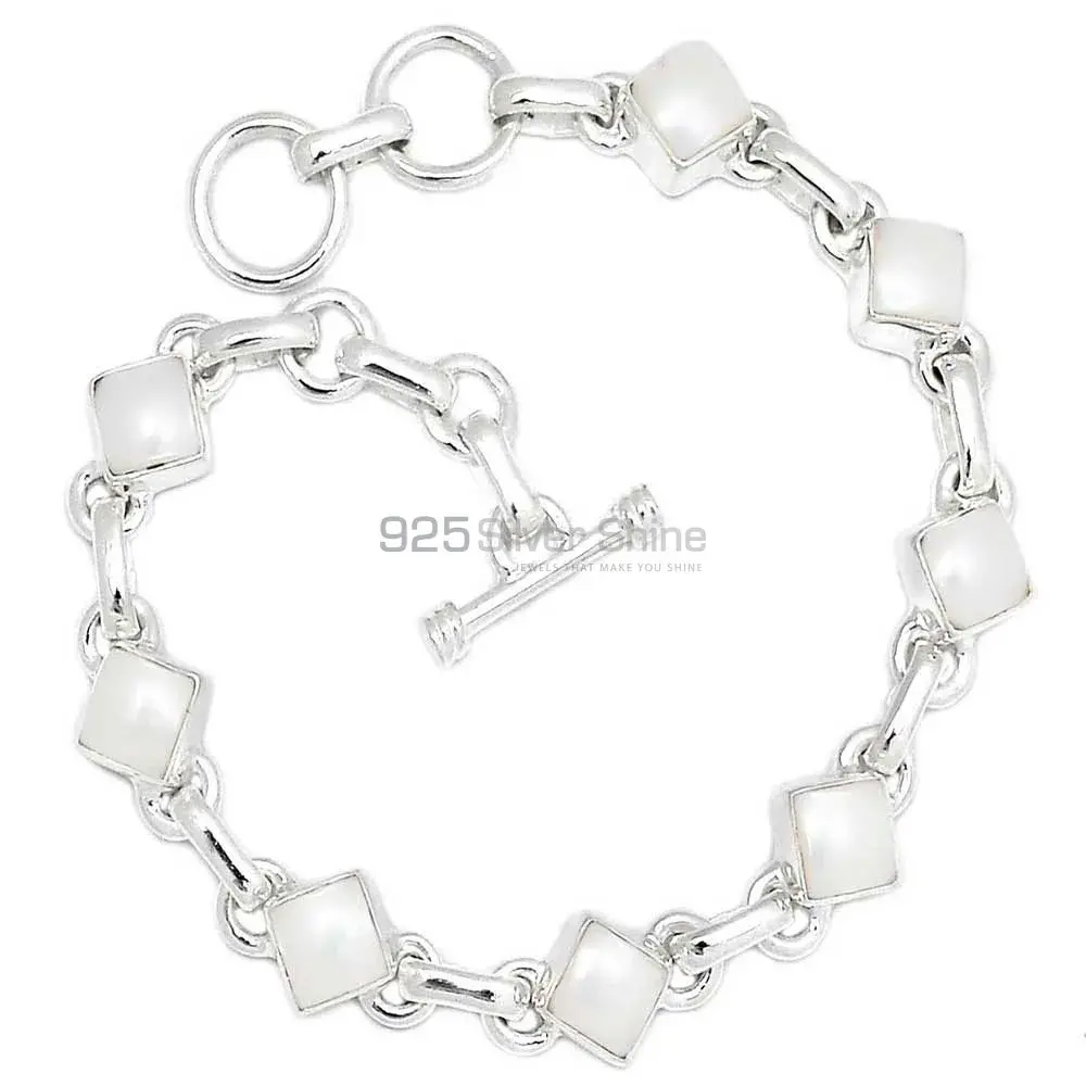 Pearl Gemstone Bracelets In 925 Solid Silver Jewelry 925SB310-1_0