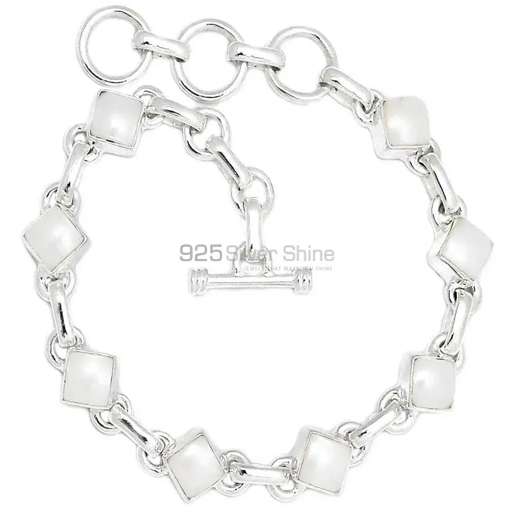 Pearl Gemstone Bracelets In 925 Solid Silver Jewelry 925SB310-1_1