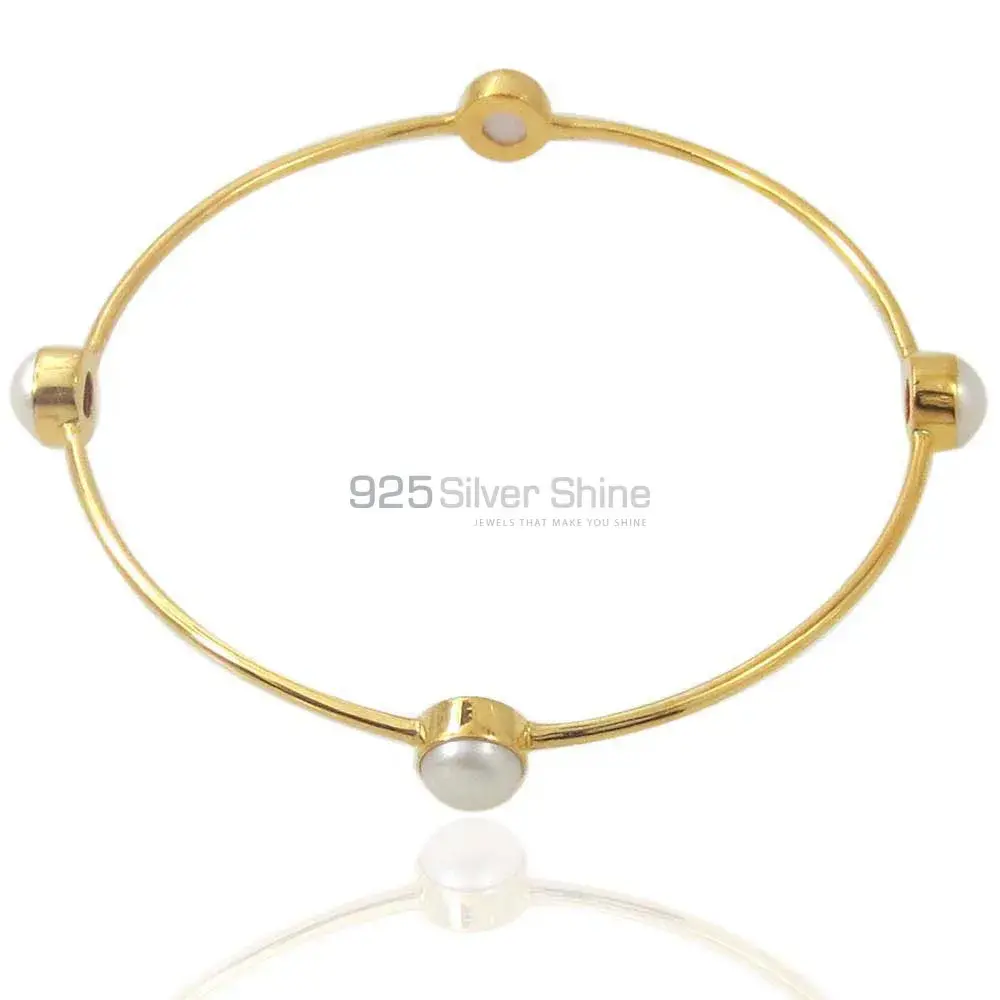 Pearl Gemstone Bracelet In Gold Vermeil 925 Sterling Silver Jewelry 925SSB89