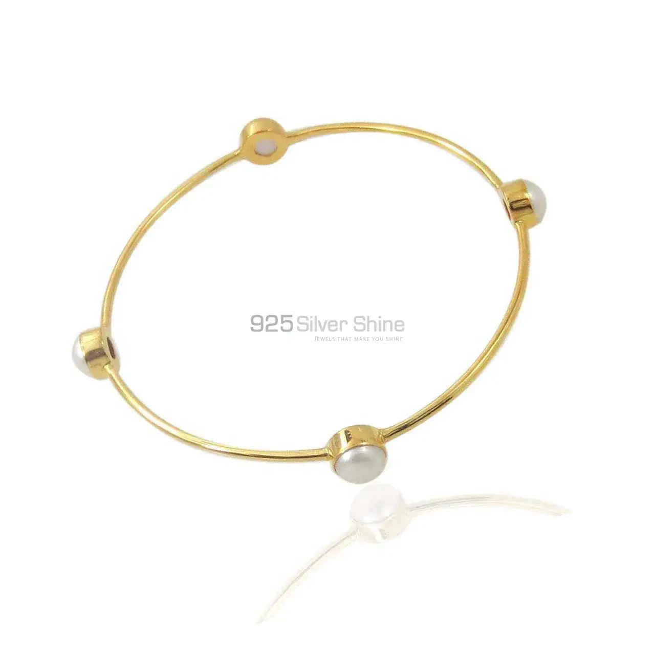 Pearl Gemstone Bracelet In Gold Vermeil 925 Sterling Silver Jewelry 925SSB89_0
