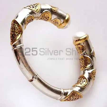 Pearl Gemstone Design Bangle In Sterling Silver Jewelry 925SSB300
