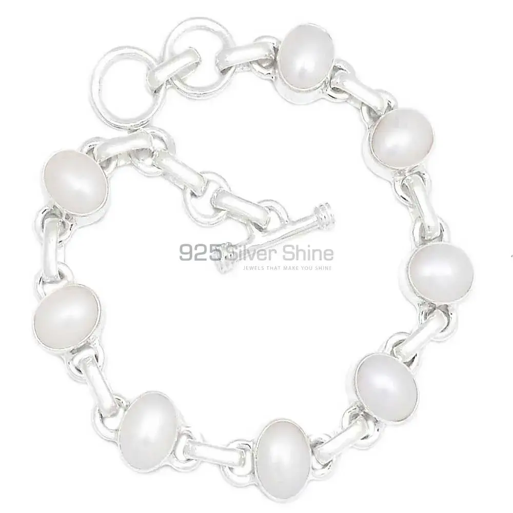 Pearl Gemstone Bracelets In 925 Fine Silver Jewelry 925SB310-2_0