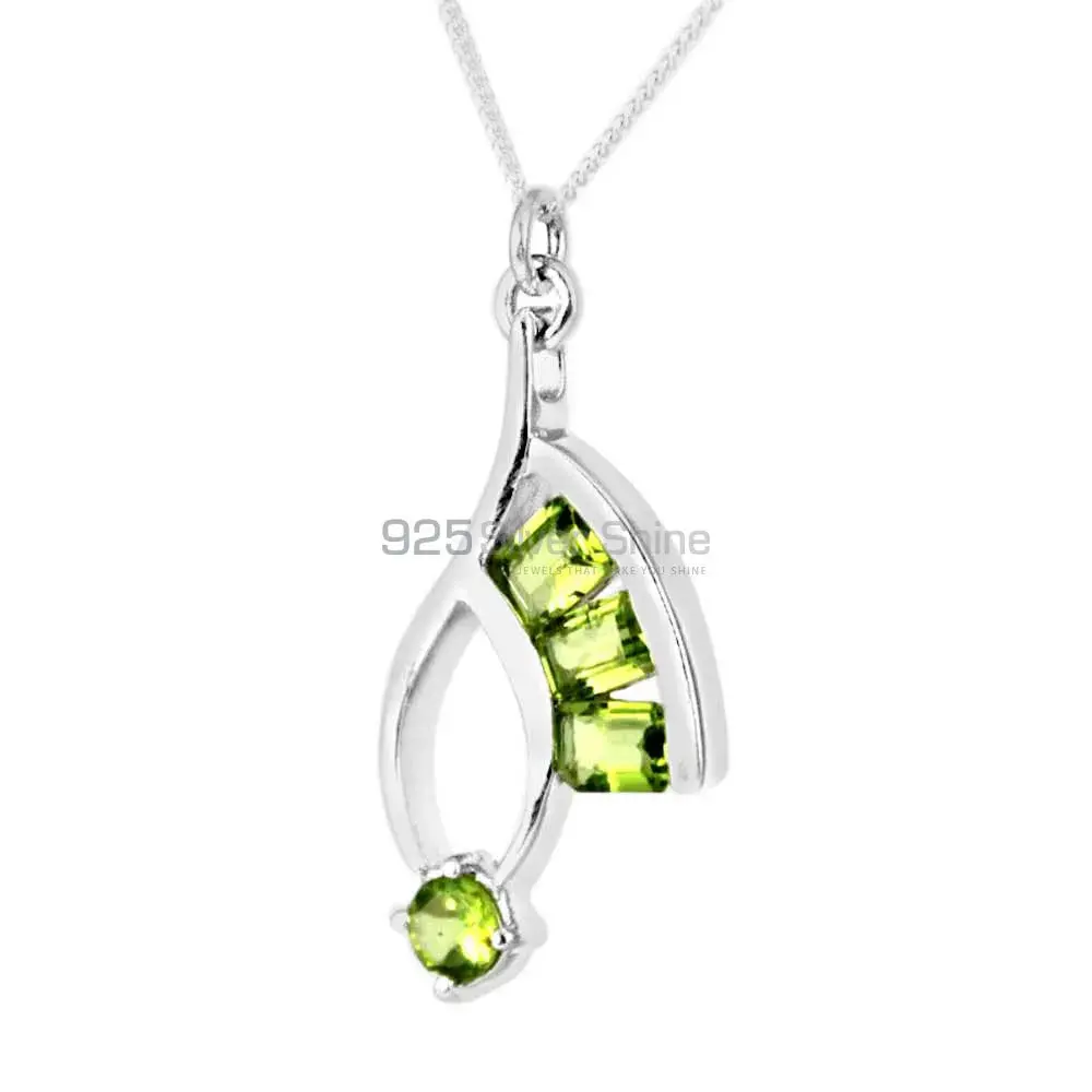 Peridot Gemstone Pendants Suppliers In 925 Fine Silver Jewelry 925SP216-8